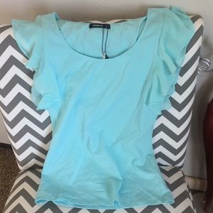 Baby blue butterfly sleeve tee